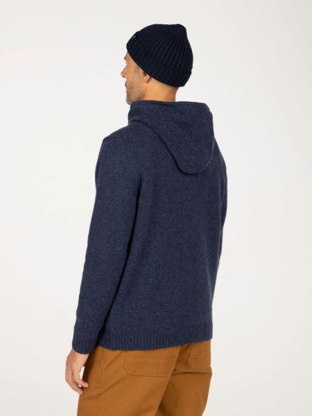 Finisterre Columba Stickad Hoodie Indigo