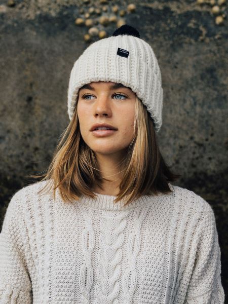 Ecru/marinblå Rnli Pom Beanie Finisterre