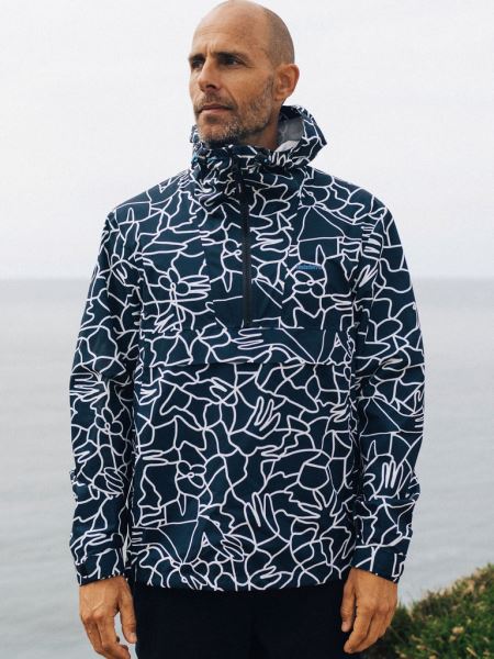 Herr Lucas Beaufort X Finisterre Rainbird Smock Marinblå Mosaik Finisterre