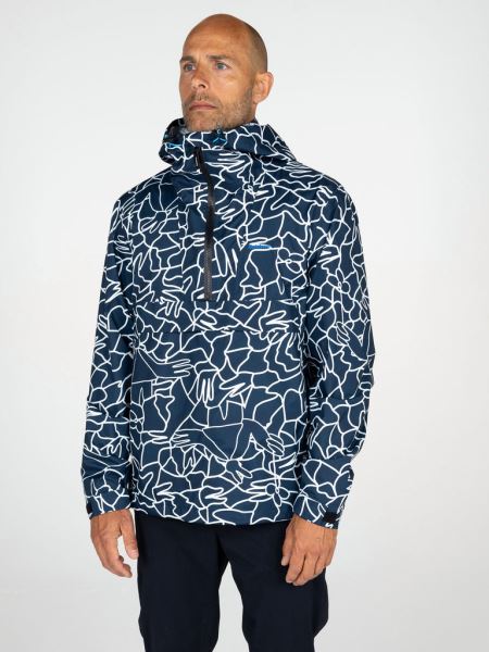 Herr Lucas Beaufort X Finisterre Rainbird Smock Marinblå Mosaik Finisterre
