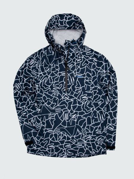 Herr Lucas Beaufort X Finisterre Rainbird Smock Marinblå Mosaik Finisterre