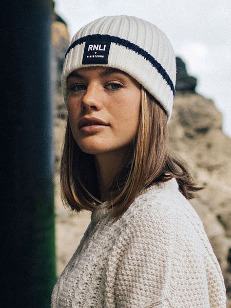 Finisterre Ecru/marinan Rnli Fisherman Beanie
