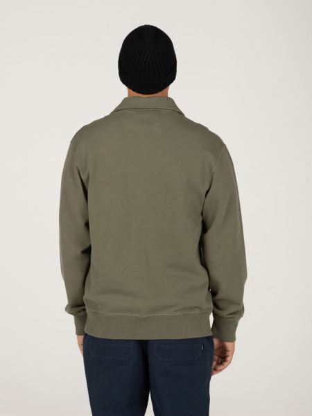 Finisterre Mörk Oliv Jetsam Sweatshirt Med Halv Dragkedja