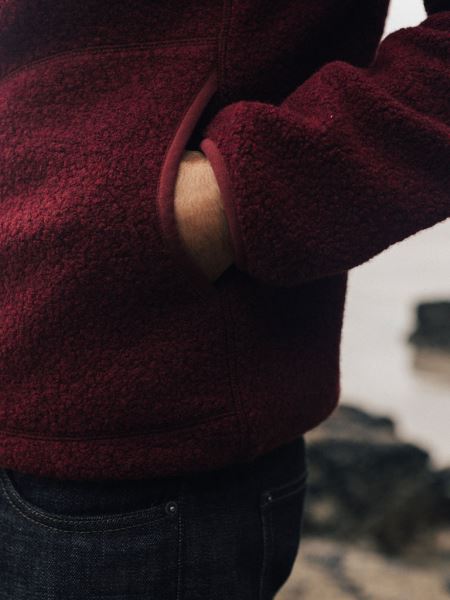 Vinröd Finisterre Mörk Hegen 1/4 Ullfleece Med Dragkedja