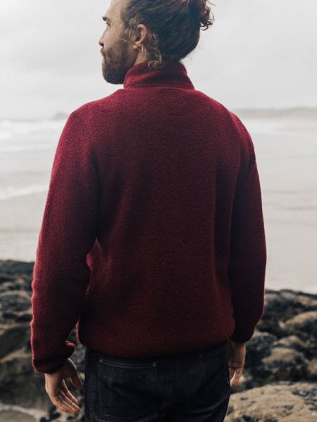 Vinröd Finisterre Mörk Hegen 1/4 Ullfleece Med Dragkedja