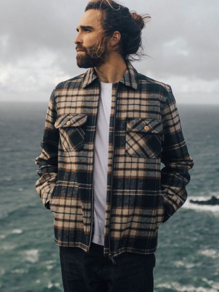 Garrick Dragkedja övershirt Finisterre Marin/flinta Rutig