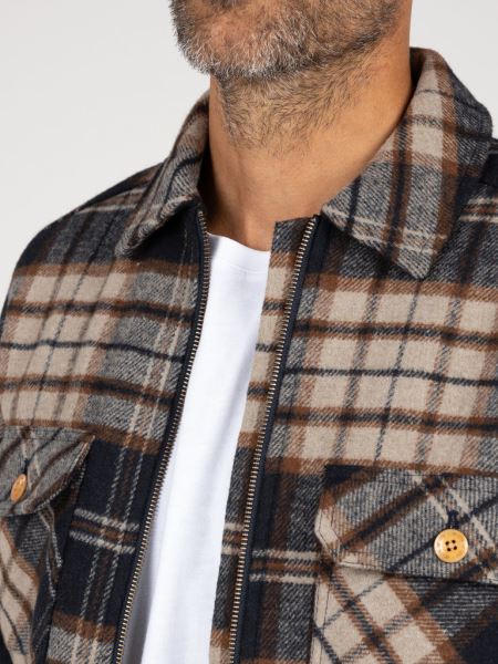 Garrick Dragkedja övershirt Finisterre Marin/flinta Rutig