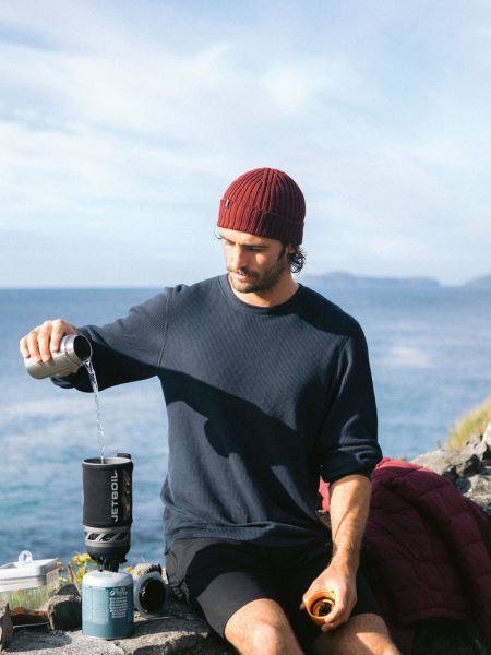 Marinblå Dunnet Våffla Långärmad T-shirt Finisterre