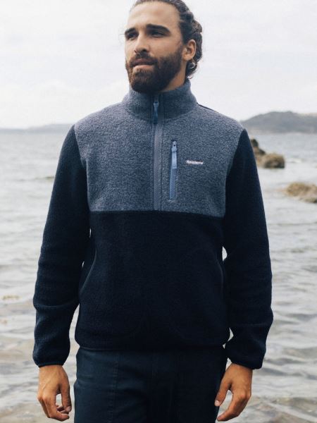 Marinblå/mörk Ozon Finisterre Hegen 1/4 Zip Ull Fleece