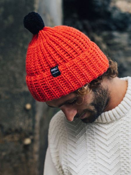 Rnli Pom Beanie Flame/marin Finisterre