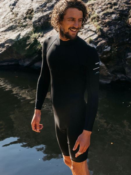 Nieuwland 2e Yulex Långärmad Kort Våtdräkt Finisterre Svart