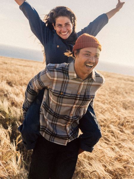 Grå/blå Rutig Finisterre Beardsmore Skjorta