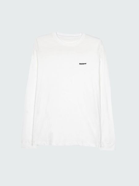 Vit Finisterre Harlyn Logotyp Långärmad T-shirt