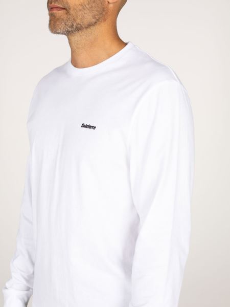 Vit Finisterre Harlyn Logotyp Långärmad T-shirt