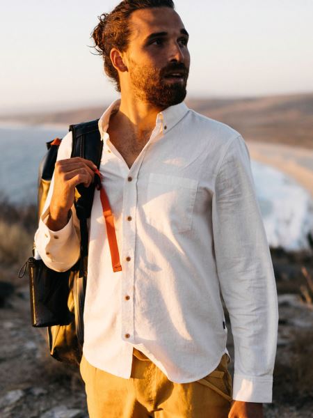 Finisterre Eaton Långärmad Skjorta Ecru