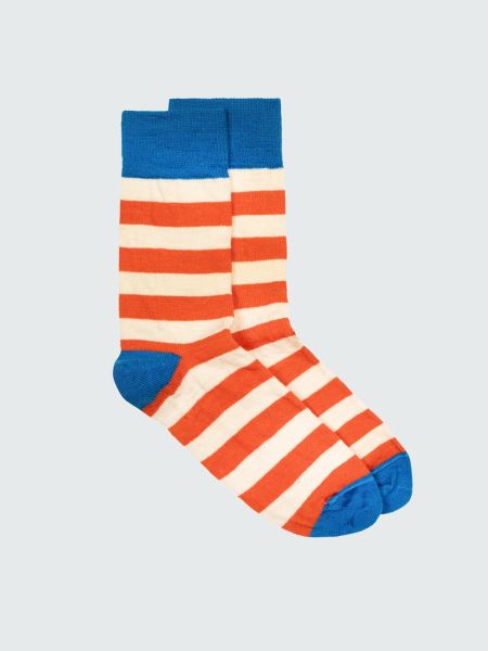 Finisterre Ecru/dark Flame/azurblå Sista Lång Originalstrumpa