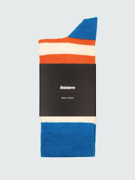 Finisterre Ecru/dark Flame/azurblå Sista Lång Originalstrumpa