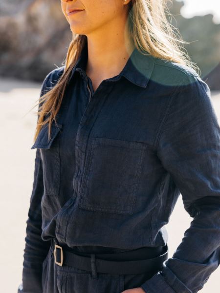 Finisterre Pennan Jumpsuit I Linne Med Dragkedja