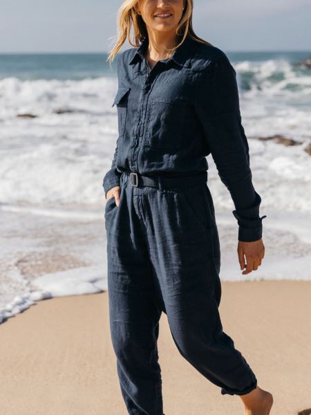 Finisterre Pennan Jumpsuit I Linne Med Dragkedja