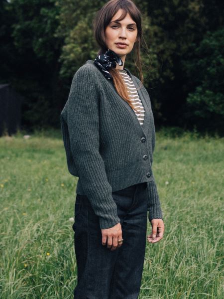 Skiffergrå Finisterre Mora Stickad Kofta