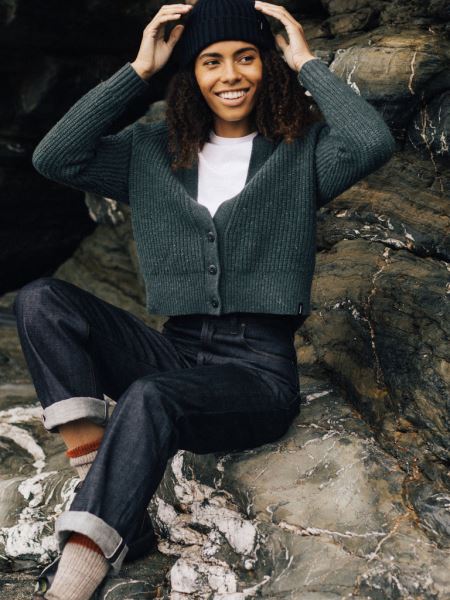 Skiffergrå Finisterre Mora Stickad Kofta