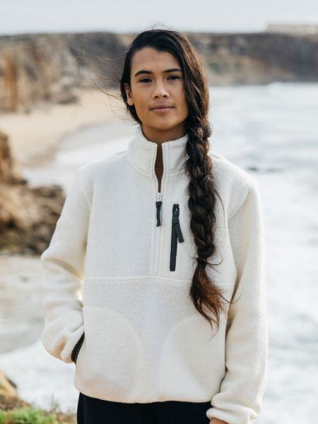 Ecru Finisterre Hegen 1/4 Ullfleece Med Dragkedja