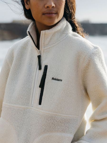 Ecru Finisterre Hegen 1/4 Ullfleece Med Dragkedja