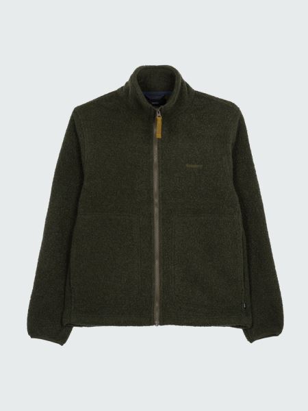 Budock Ull Dragkedja Genom Fleece Mörk Oliv Finisterre