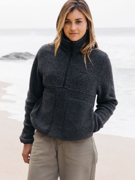 Budock Ull Smock Fleece Finisterre Träkol Märgel